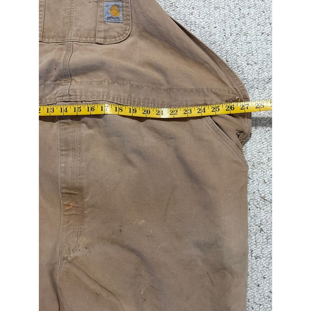 Rugged Carhartt Brown Distressed Double Knee Bib Overalls - Picture 2 of 8